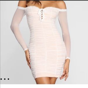 Windsor white ruched dress